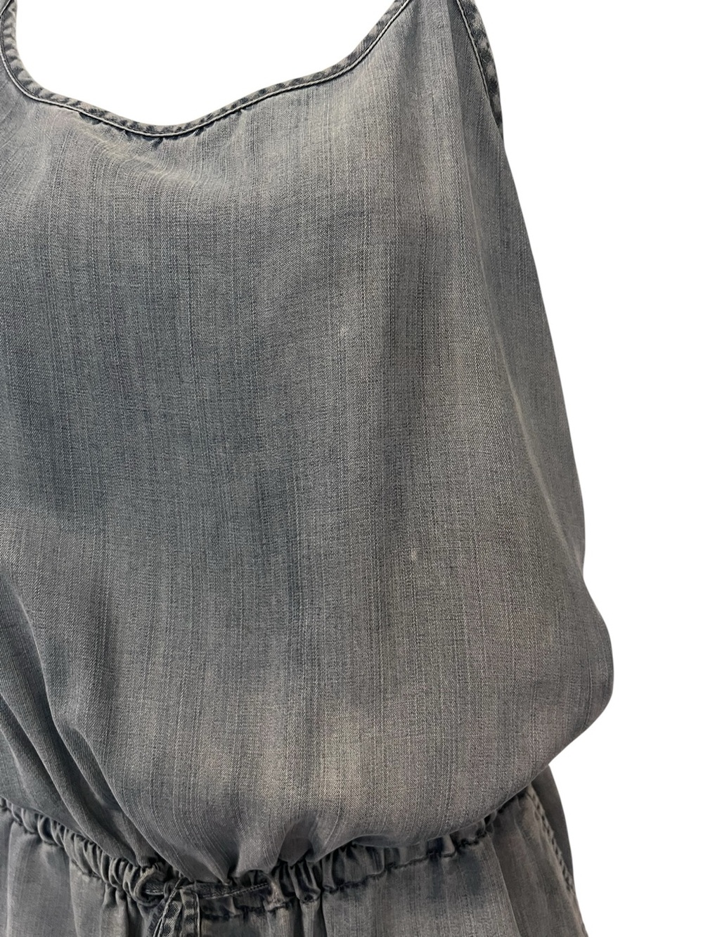 Gap Chambray Denim Romper Tencil Shorts Tie Waist Pockets Size Large - Picture 6 of 10